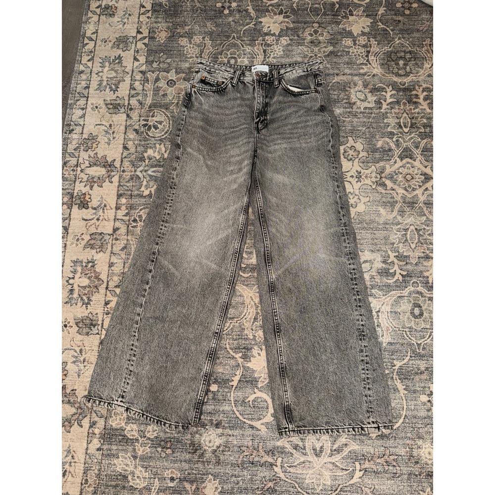 Zara Baggy Fit Black Gray Wide Leg Jeans
